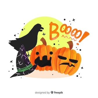 Variety of creepy halloween elements background