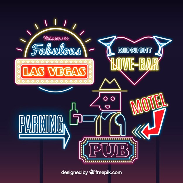 Variety of decorative neon lights signs