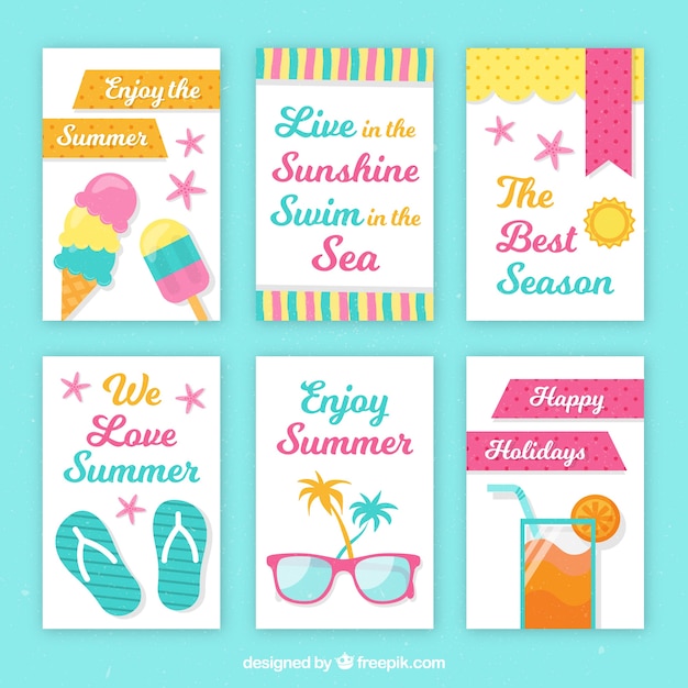 Variety of decorative summer cards