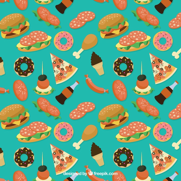 Free Vector variety of delicious food