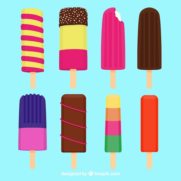 Free vector variety of delicious ice creams in flat design