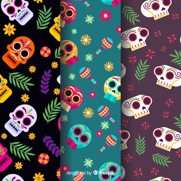 Variety of dia de muertos pattern