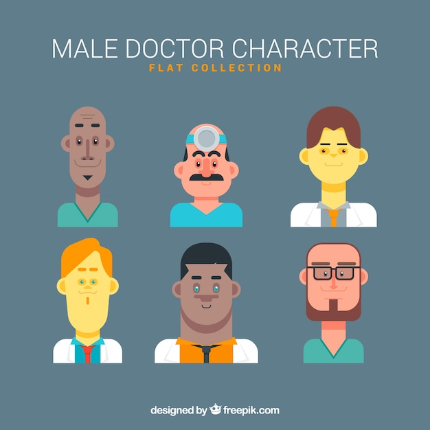 Free vector variety of doctor faces