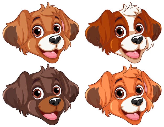 Free vector variety of dogs heads collection