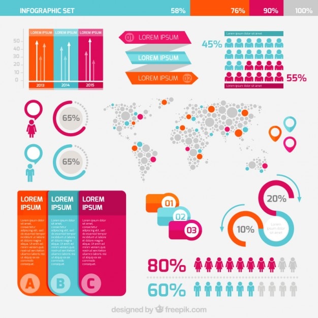 Free vector variety of elements for infographic