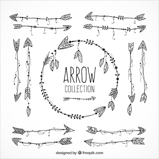 Variety of ethnic hand drawn arrows