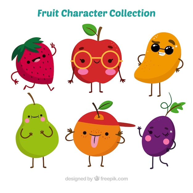 Variety of fantastic fruit characters