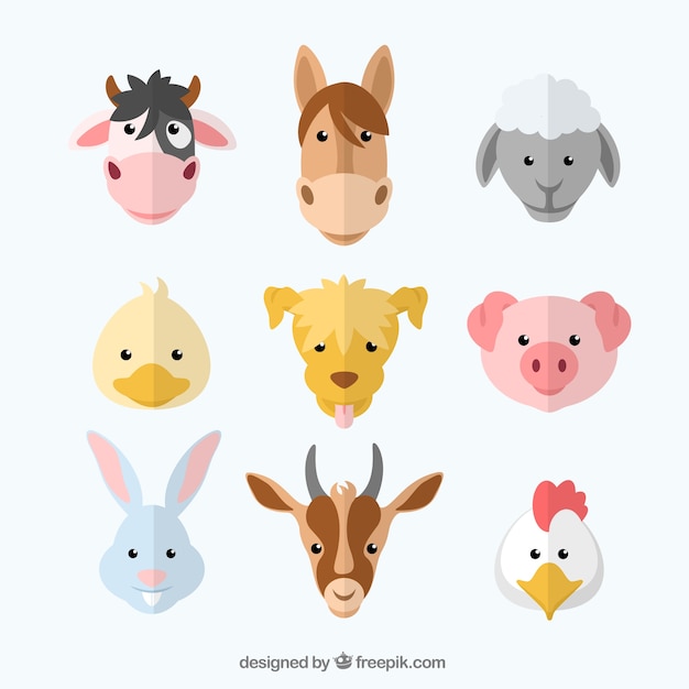 Free vector variety of farm animals