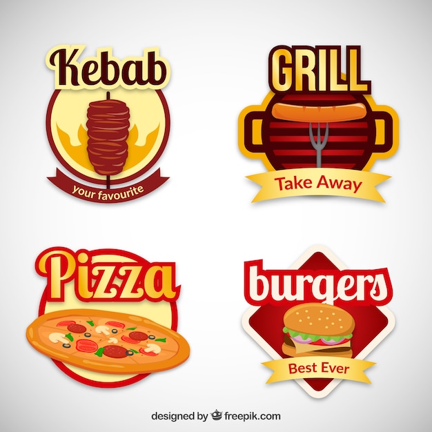 Vettore gratuito varietà di distintivi fast food