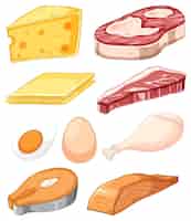 Free vector variety of fat and protein foods collection