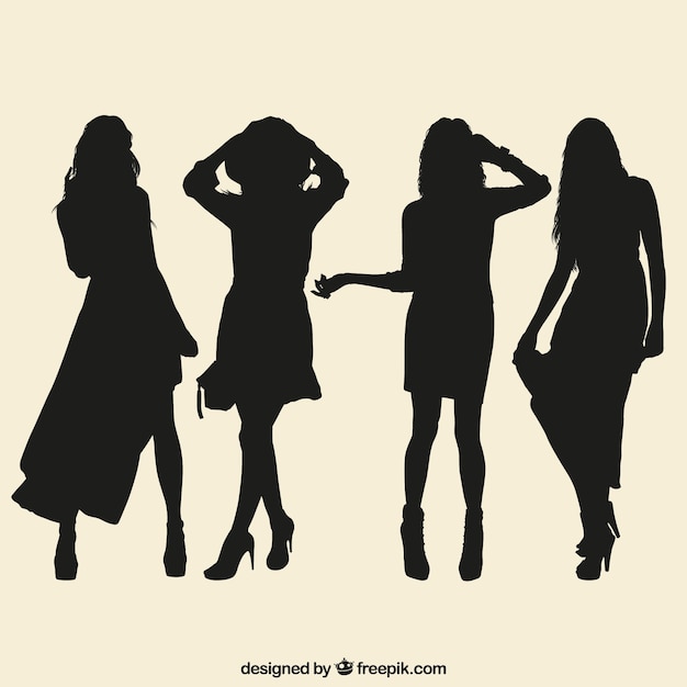 Free Vector variety of female silhouettes
