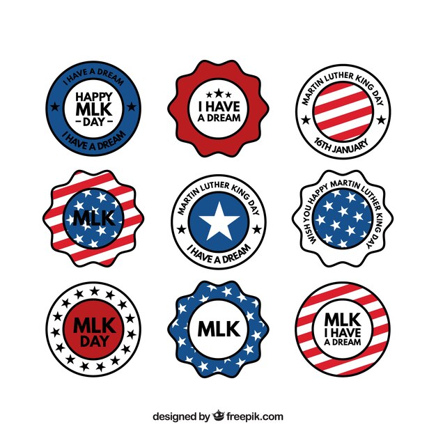 Variety of flat badges for martin luther king day