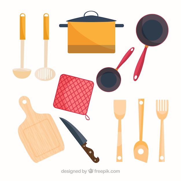 Variety of flat chef elements