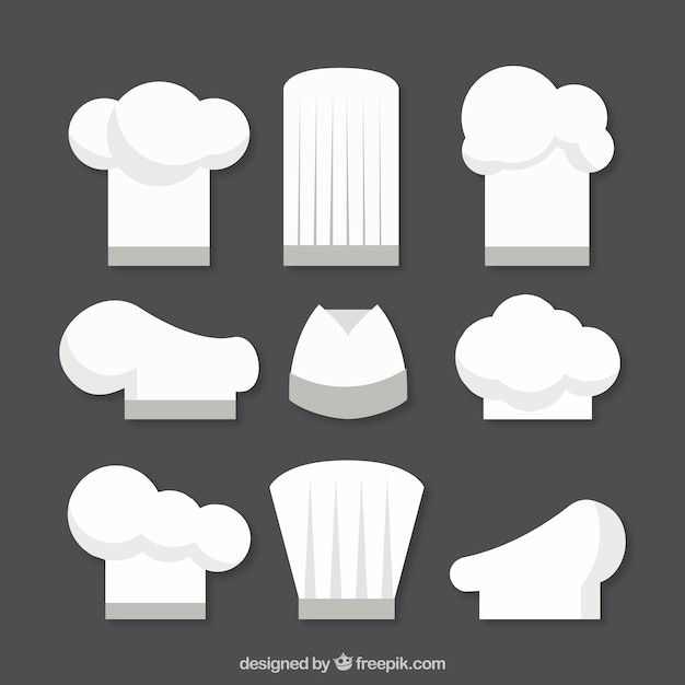 Variety of flat chef hats