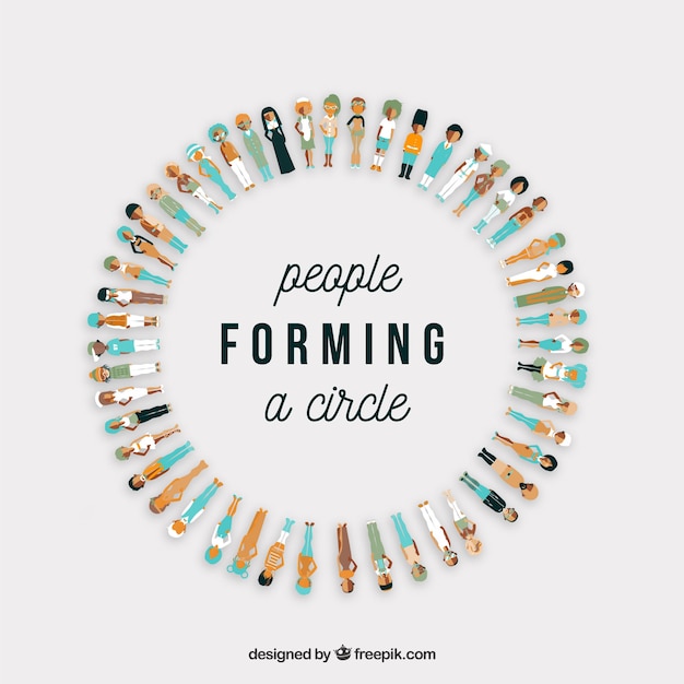 Free vector variety of flat people forming a circle