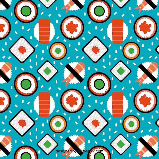 Variety of flat sushi pattern 