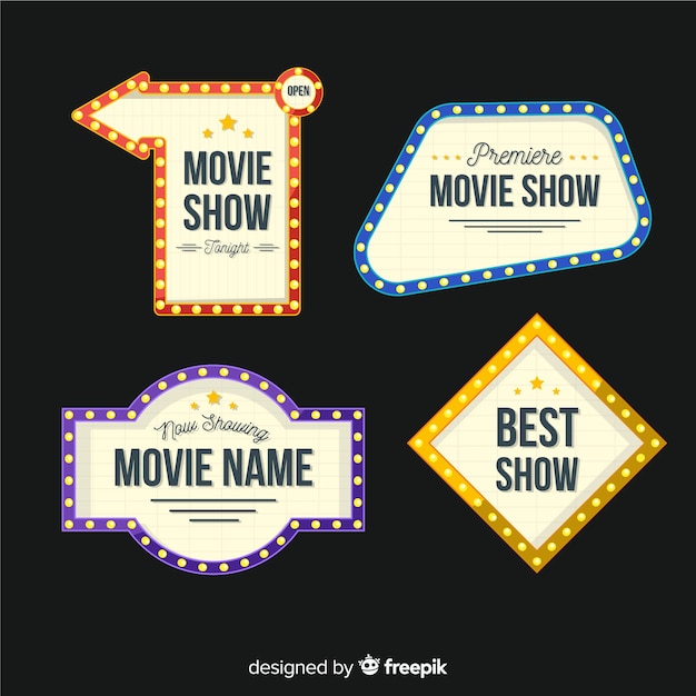 Free vector variety of flat theatre sign collection