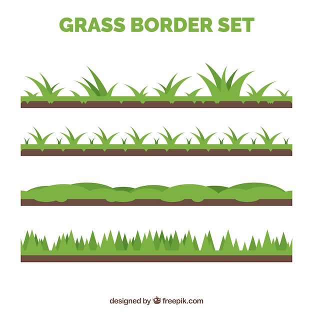 Free vector variety of four grass borders with different designs