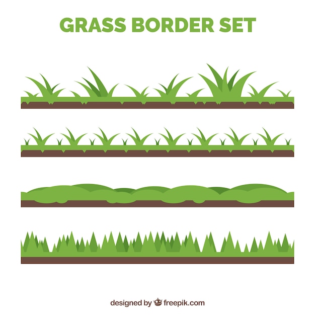 異なるデザインを持つ4つの草の境界線のバラエティ