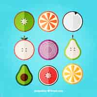 Free vector variety of fruits in flat design