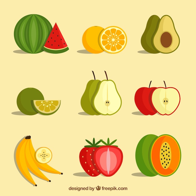 Variety of fruits in flat design
