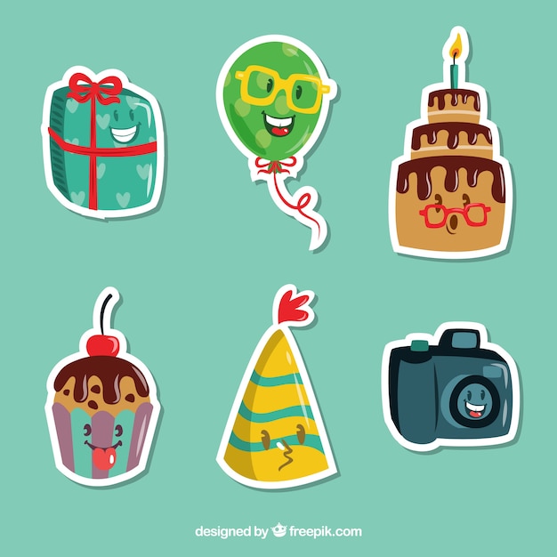 Variety of funny party stickers