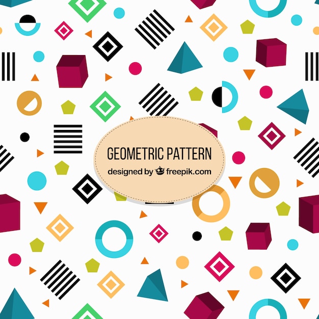 Variety of geometric shapes pattern