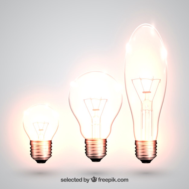 Free vector variety of glowing light bulbs