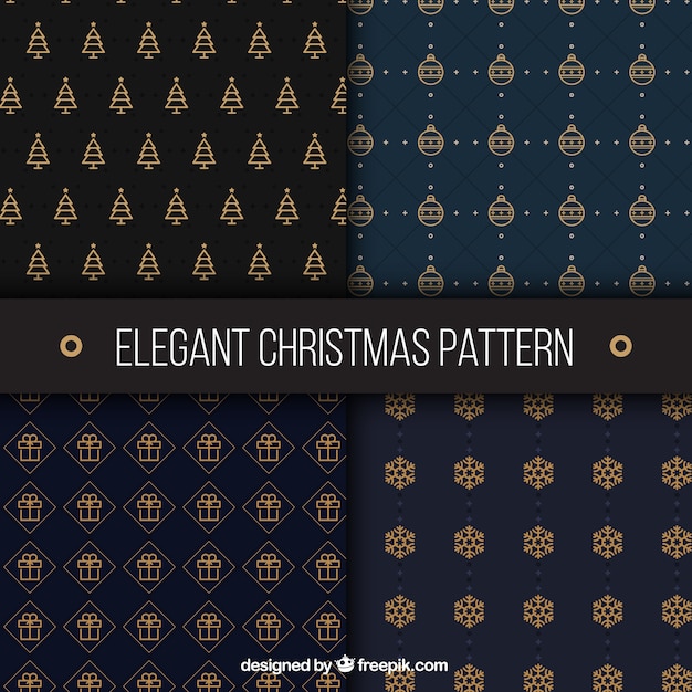 黄金のクリスマススタイリッシュな様々なパターン