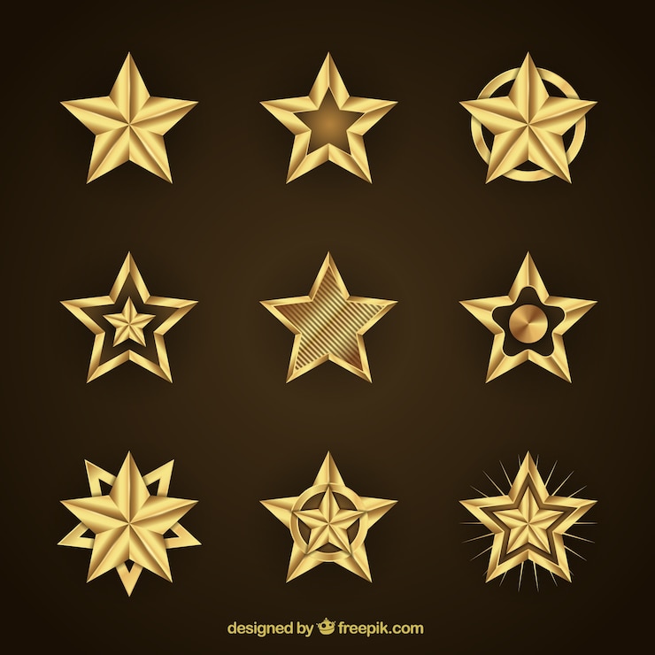 Free Vector variety of golden decorative stars