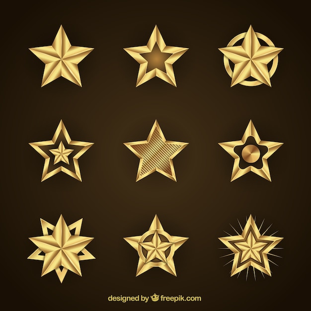 Variety of golden decorative stars