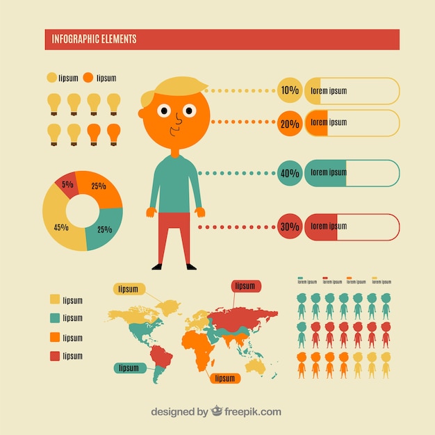 Vettore gratuito varietà di grafici utili per infografica