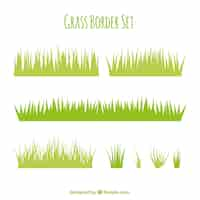 Free vector variety of grass borders in flat design