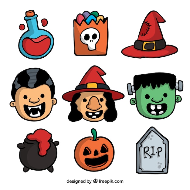 Variety of halloween characters and accessories