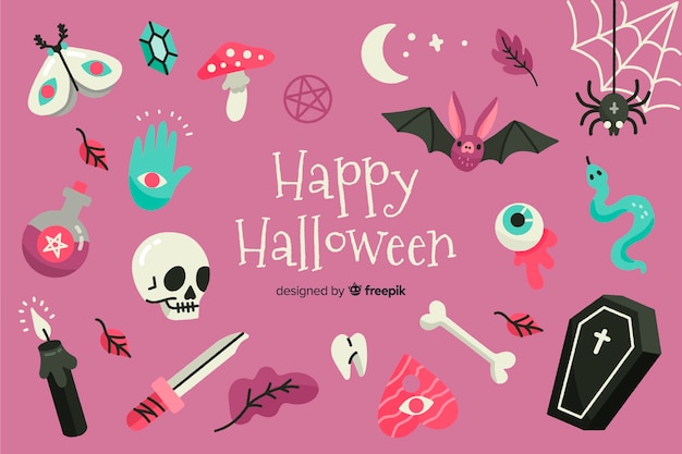 Variety of halloween decorations background