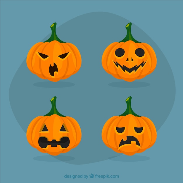 Varietà di volti zucca di halloween