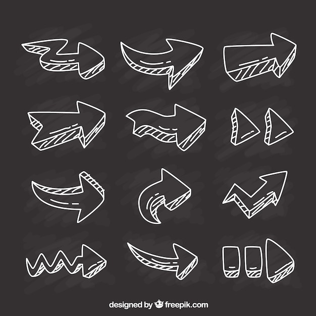 Free vector variety of hand drawn arrows