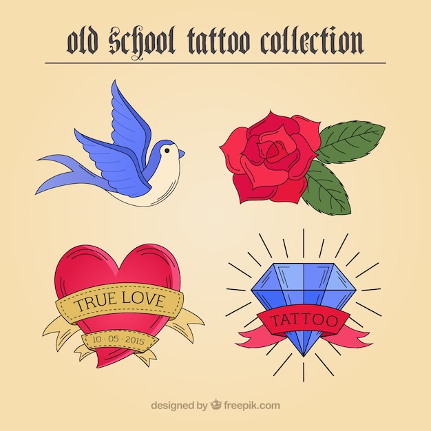 Free vector variety of hand drawn artistic tattoos