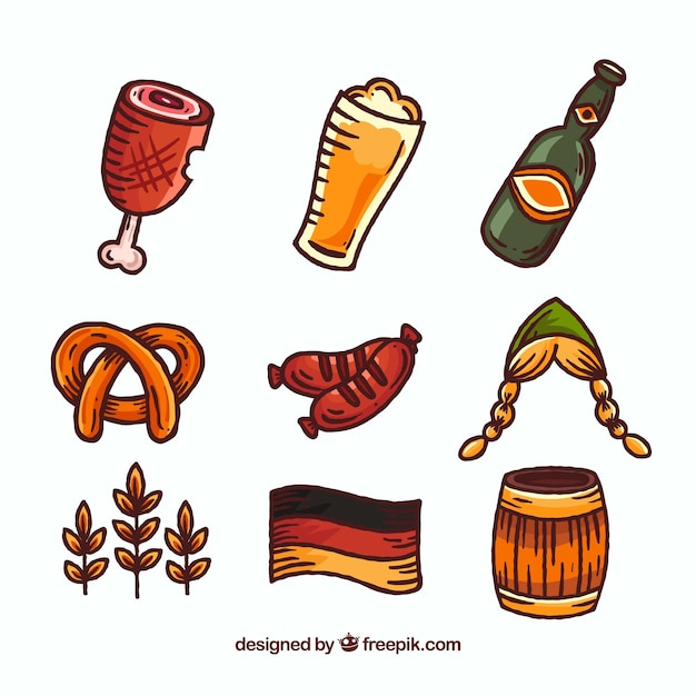 Variety of hand drawn german elements