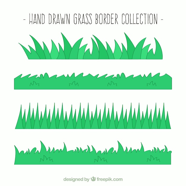 Free vector variety of hand-drawn grass borders