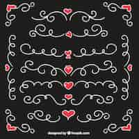 Free vector variety of hand drawn heart borders