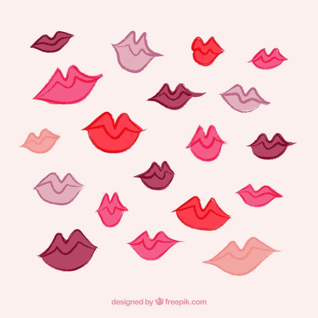 Variety of hand-drawn lips