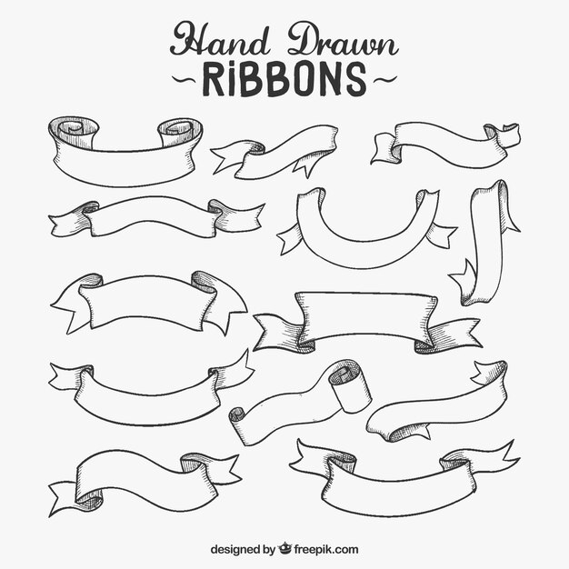 Variety of hand drawn ribbons