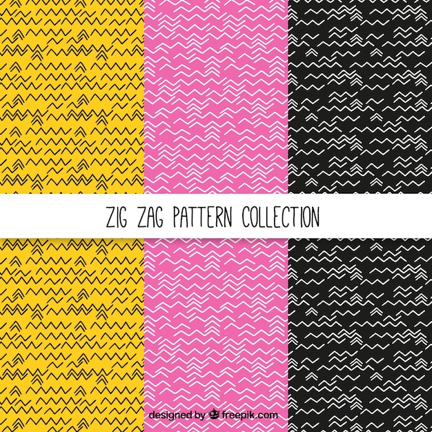 Variety of hand-drawn zig-zag patterns