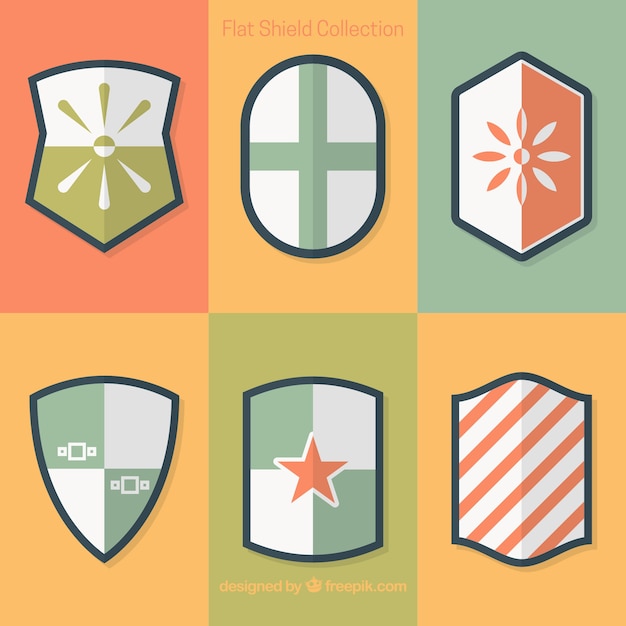 フラットデザインの紋章盾の様々な