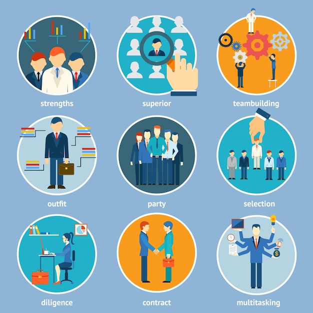Free vector variety human resource icons isolated