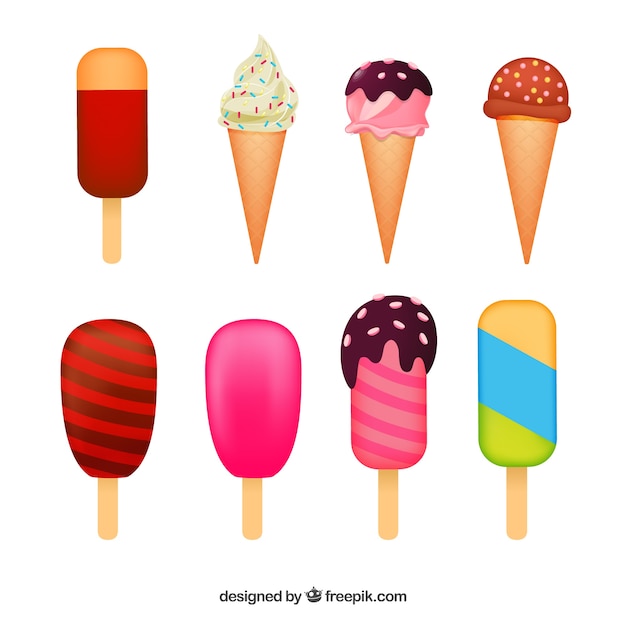 Variety of ice creams