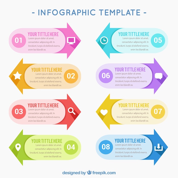 Variety of infographic arrows in colors