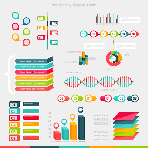 Vettore gratuito varietà di elementi infographic