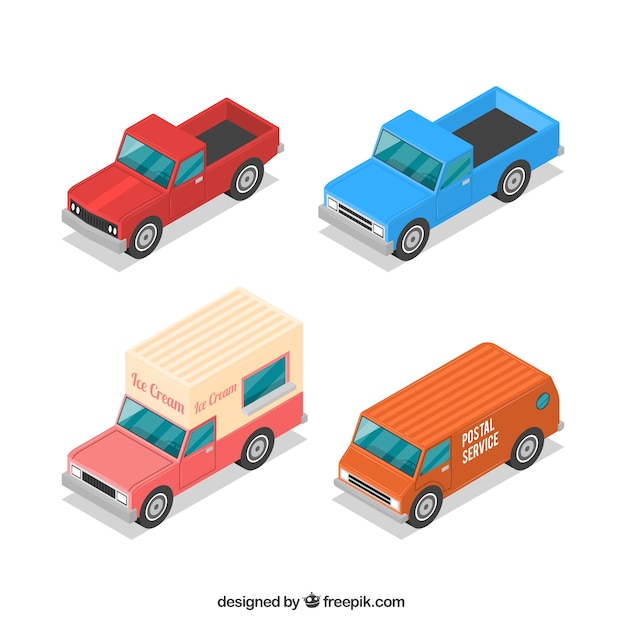 Free vector variety of isometric vehicles